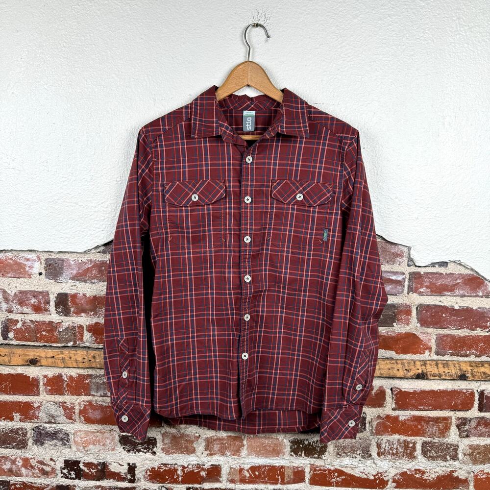 Stio Shirt Size Small Red Plaid Long Sleeve Button Up Flap Pockets Outdoors